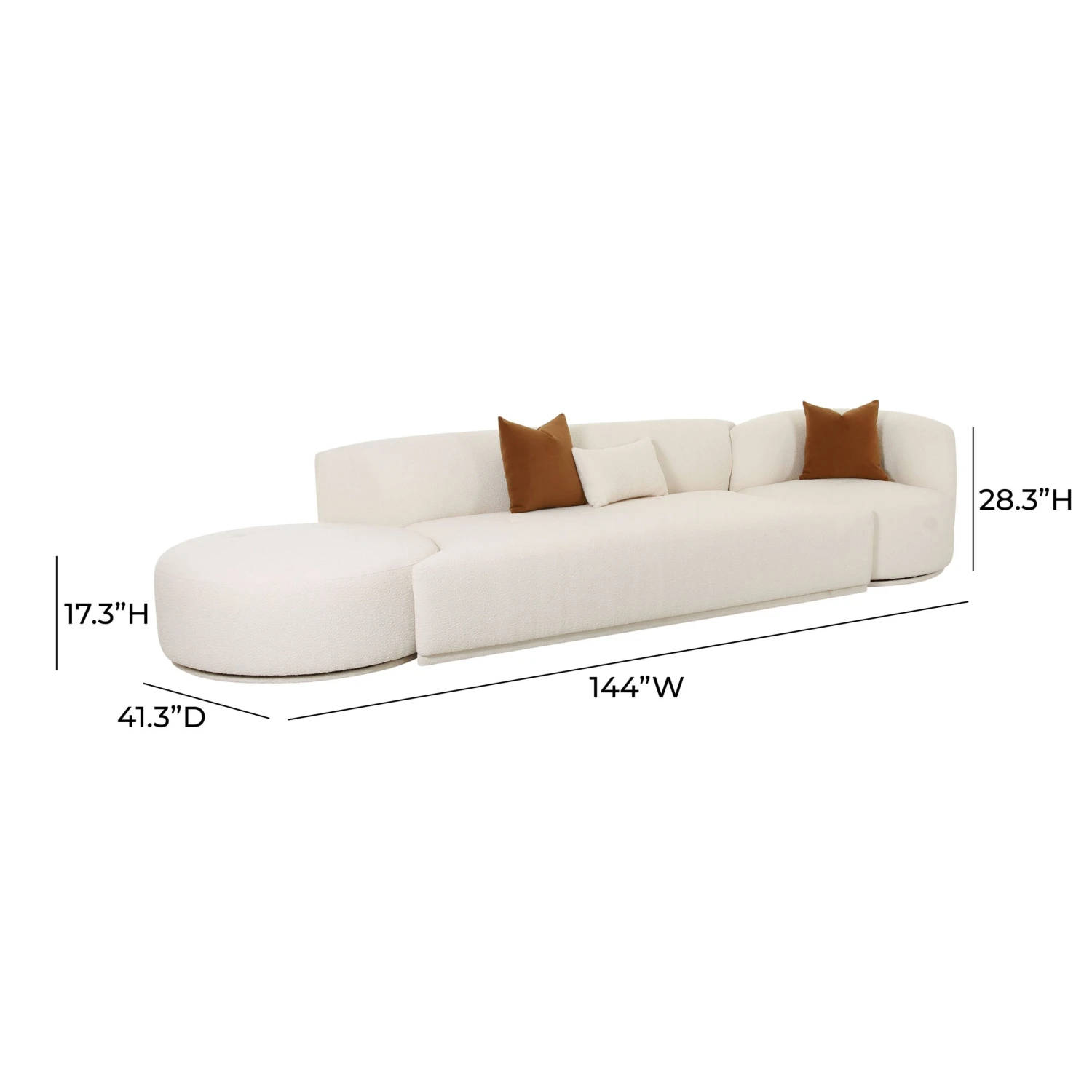 Fickle Cream Boucle 3-Piece Chaise Modular Sofa 9 Fickle Cream Boucle 3-Piece Chaise Modular Sofa - Image 9