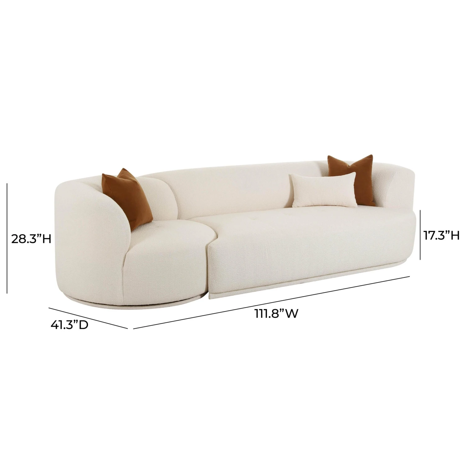 Fickle Cream Boucle 2-Piece Modular Sofa 8 Fickle Cream Boucle 2-Piece Modular Sofa - Image 8