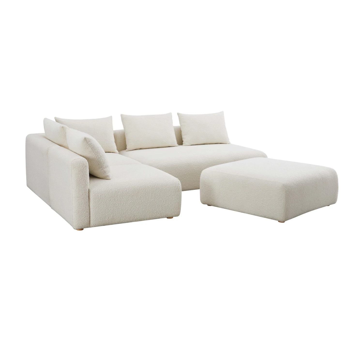 Hangover Cream Boucle 4-Piece Modular Chaise Sectional 3 Hangover Cream Boucle 4-Piece Modular Chaise Sectional - Image 3