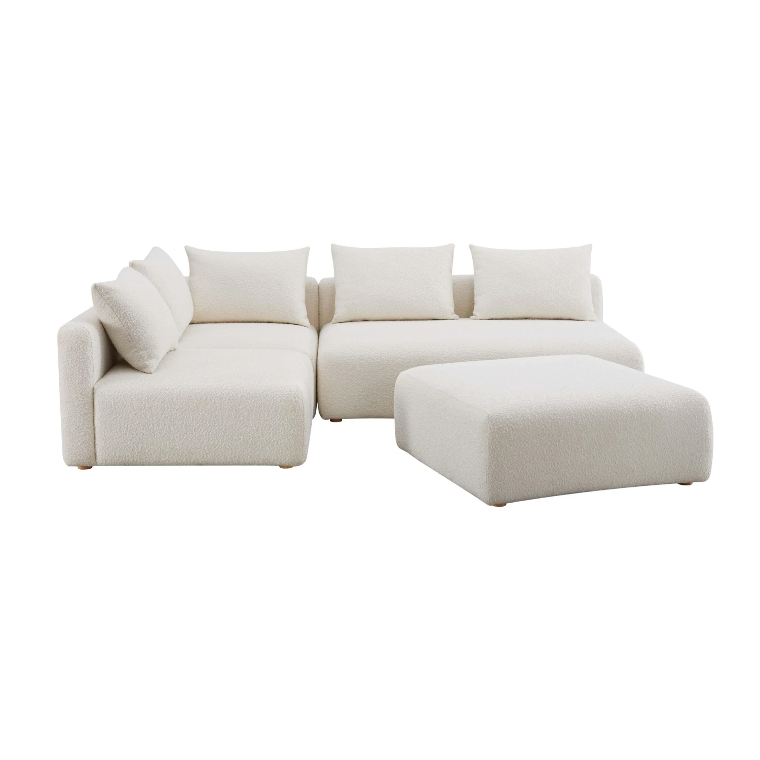 Hangover Cream Boucle 4-Piece Modular Chaise Sectional 4 Hangover Cream Boucle 4-Piece Modular Chaise Sectional - Image 4