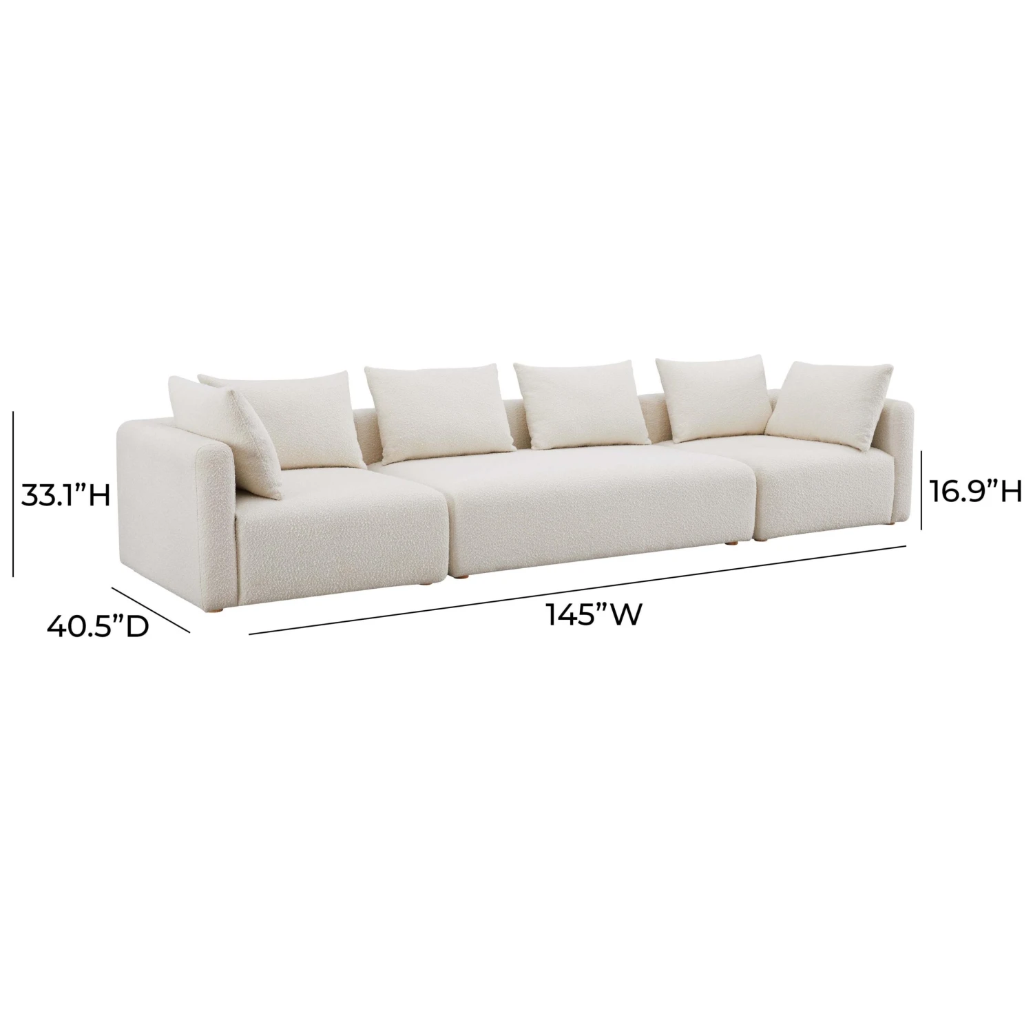 Hangover Cream Boucle 145" Long Sofa 6 Hangover Cream Boucle 145" Long Sofa - Image 6
