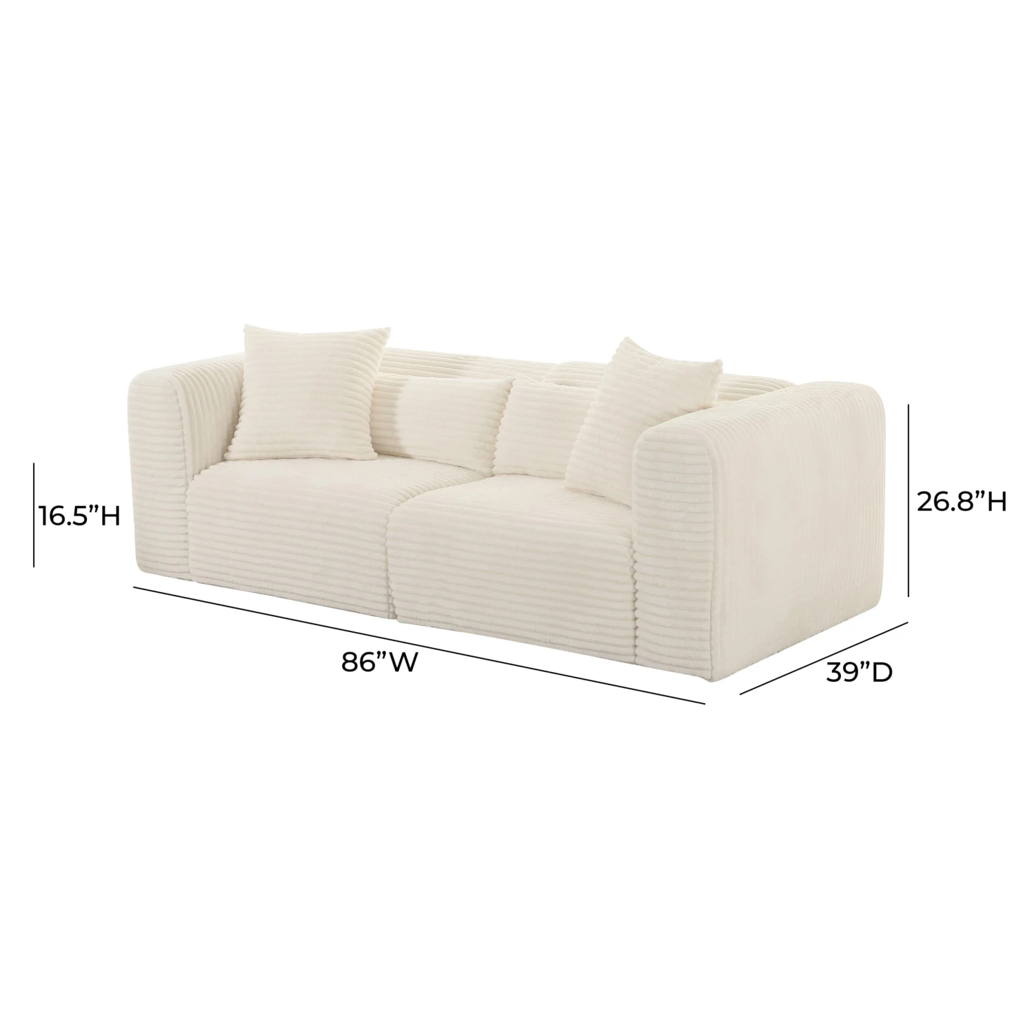 Tarra Fluffy Oversized Corduroy Modular Loveseat 5 Tarra Fluffy Oversized Corduroy Modular Loveseat - Image 5