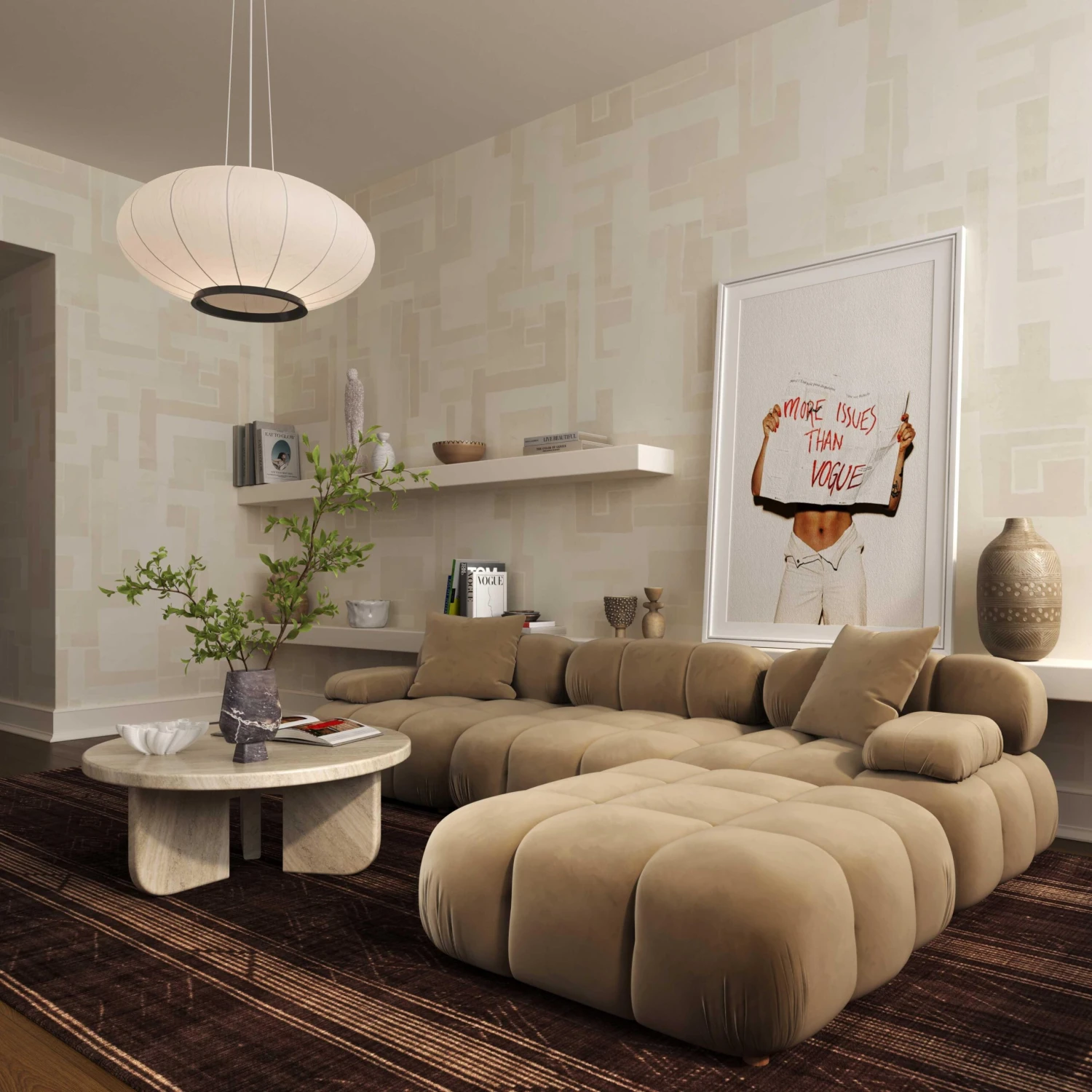 Calliope Cafe Au Lait Performance Velvet 4-piece Modular Sectional 2 Calliope Cafe Au Lait Performance Velvet 4-piece Modular Sectional - Image 2