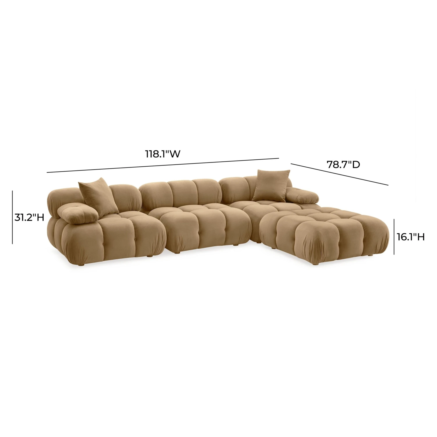 Calliope Cafe Au Lait Performance Velvet 4-piece Modular Sectional 6 Calliope Cafe Au Lait Performance Velvet 4-piece Modular Sectional - Image 6