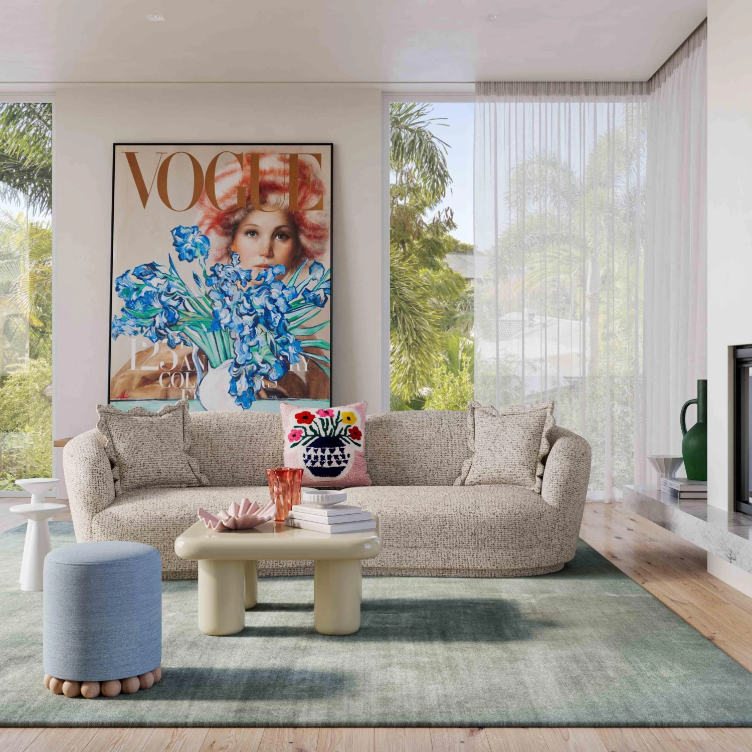 Marion Two-Tone Textured Boucle 4 Person Sectional 2 Marion Two-Tone Textured Boucle 4 Person Sectional - Image 2