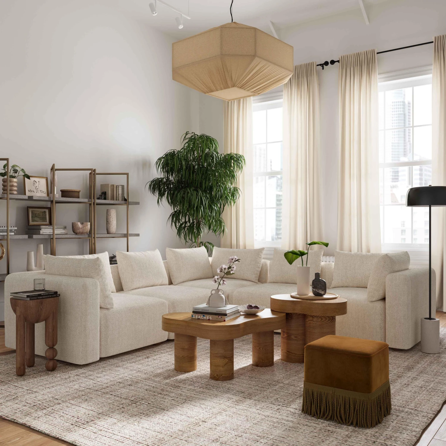 Hangover Textured Fabric 5-Piece Modular L-Sectional 2 Hangover Textured Fabric 5-Piece Modular L-Sectional - Image 2