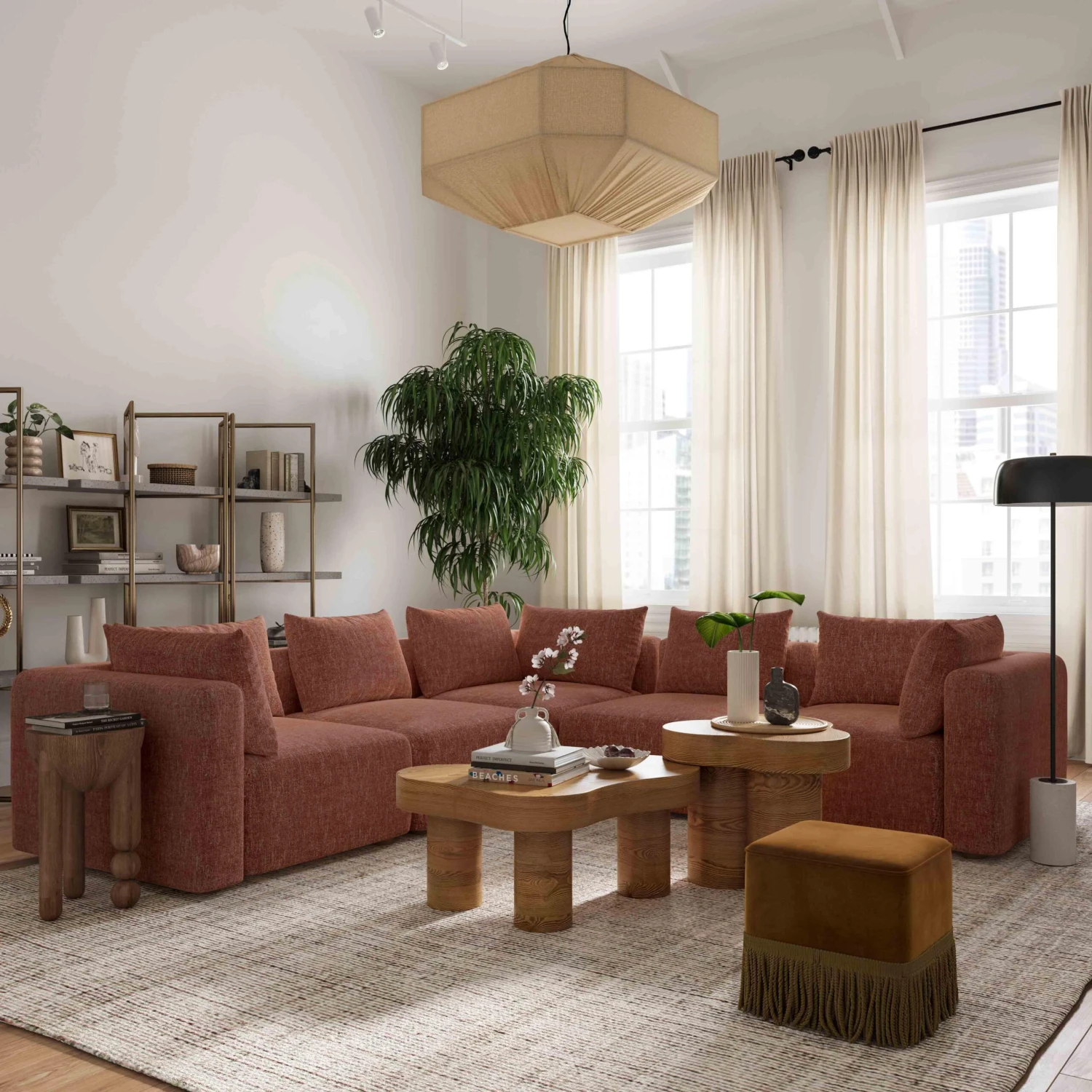 Hangover Textured Fabric 5-Piece Modular L-Sectional 6 Hangover Textured Fabric 5-Piece Modular L-Sectional - Image 6