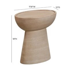 Eclipse Textured Faux Travertine Indoor / Outdoor Side Table -TOV Furniture Store TOV O54274.media .07
