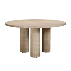 Patti Textured Faux Travertine Indoor / Outdoor 55" Round Dining Table -TOV Furniture Store TOV O54276.media .03
