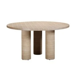 Patti Textured Faux Travertine Indoor / Outdoor 55" Round Dining Table -TOV Furniture Store TOV O54276.media .04