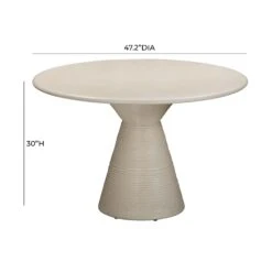 Fern Beige Textured Faux Plaster Concrete Indoor / Outdoor 47" Round Dining Table 11 Fern Beige Textured Faux Plaster Concrete Indoor / Outdoor 47" Round Dining Table -TOV Furniture Store TOV O54277.media .06