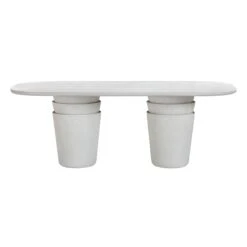 Margot Light Grey Faux Plaster Indoor / Outdoor Concrete 83" Oval Dining Table -TOV Furniture Store TOV O54297.media .02