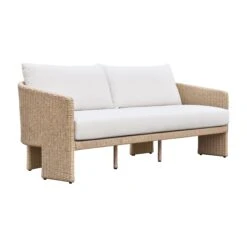 Alexa Rattan Performance Fabric Outdoor Sofa
