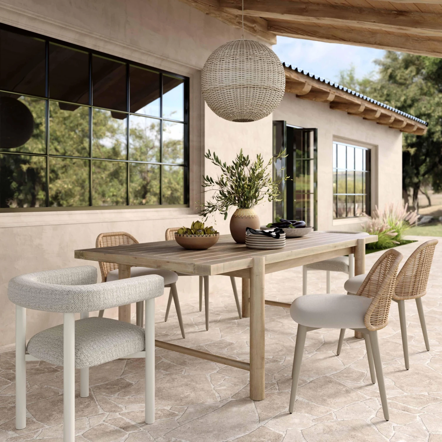 Alexa Rattan Performance Fabric Dining Chair 2 Alexa Rattan Performance Fabric Dining Chair - Image 2