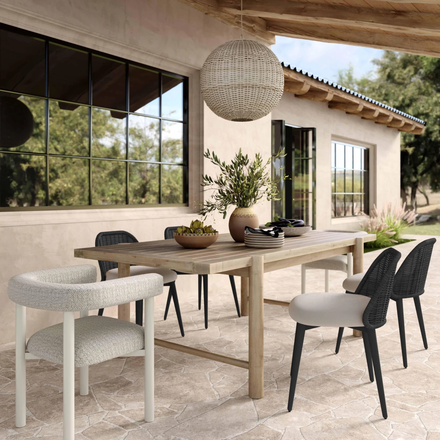 Alexa Rattan Performance Fabric Dining Chair 9 Alexa Rattan Performance Fabric Dining Chair - Image 9