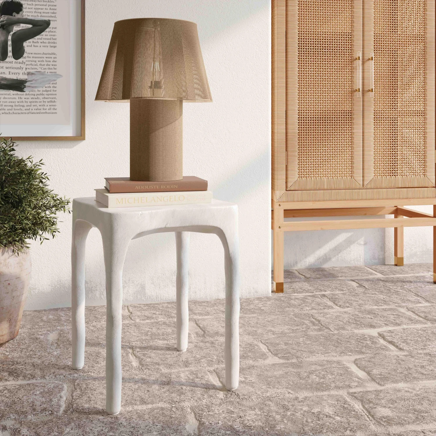 Skully Cream Textured Side Table 2 Skully Cream Textured Side Table - Image 2