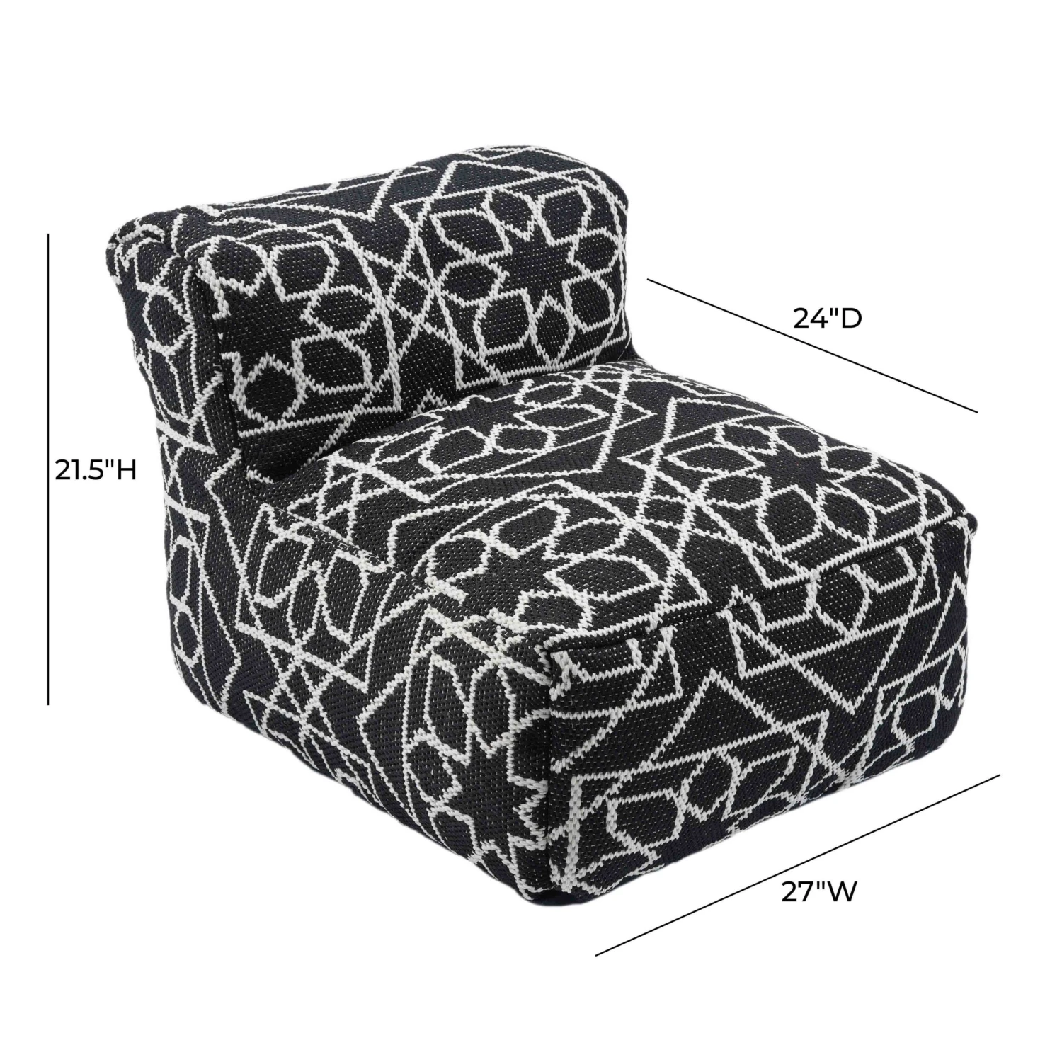 Chiara Indoor / Outdoor Black Accent Pouf 5 Chiara Indoor / Outdoor Black Accent Pouf - Image 5