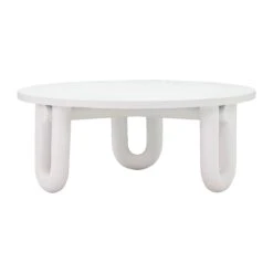 Tildy White Concrete Indoor / Outdoor Round Coffee Table