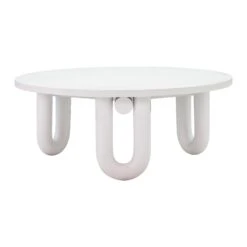Tildy White Concrete Indoor / Outdoor Round Coffee Table -TOV Furniture Store TOV OC44175.media .03