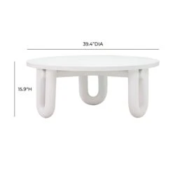 Tildy White Concrete Indoor / Outdoor Round Coffee Table -TOV Furniture Store TOV OC44175.media .07