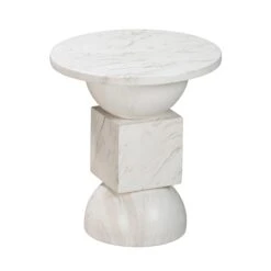 Chip Marble Print Indoor / Outdoor Side Table 8 Chip Marble Print Indoor / Outdoor Side Table -TOV Furniture Store TOV OC54316.media .03