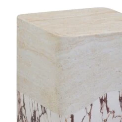 Brut Travertine & Breccia Concrete Indoor / Outdoor Side Table -TOV Furniture Store TOV OC54357.media .04