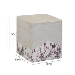 Brut Travertine & Breccia Concrete Indoor / Outdoor Side Table -TOV Furniture Store TOV OC54357.media .05