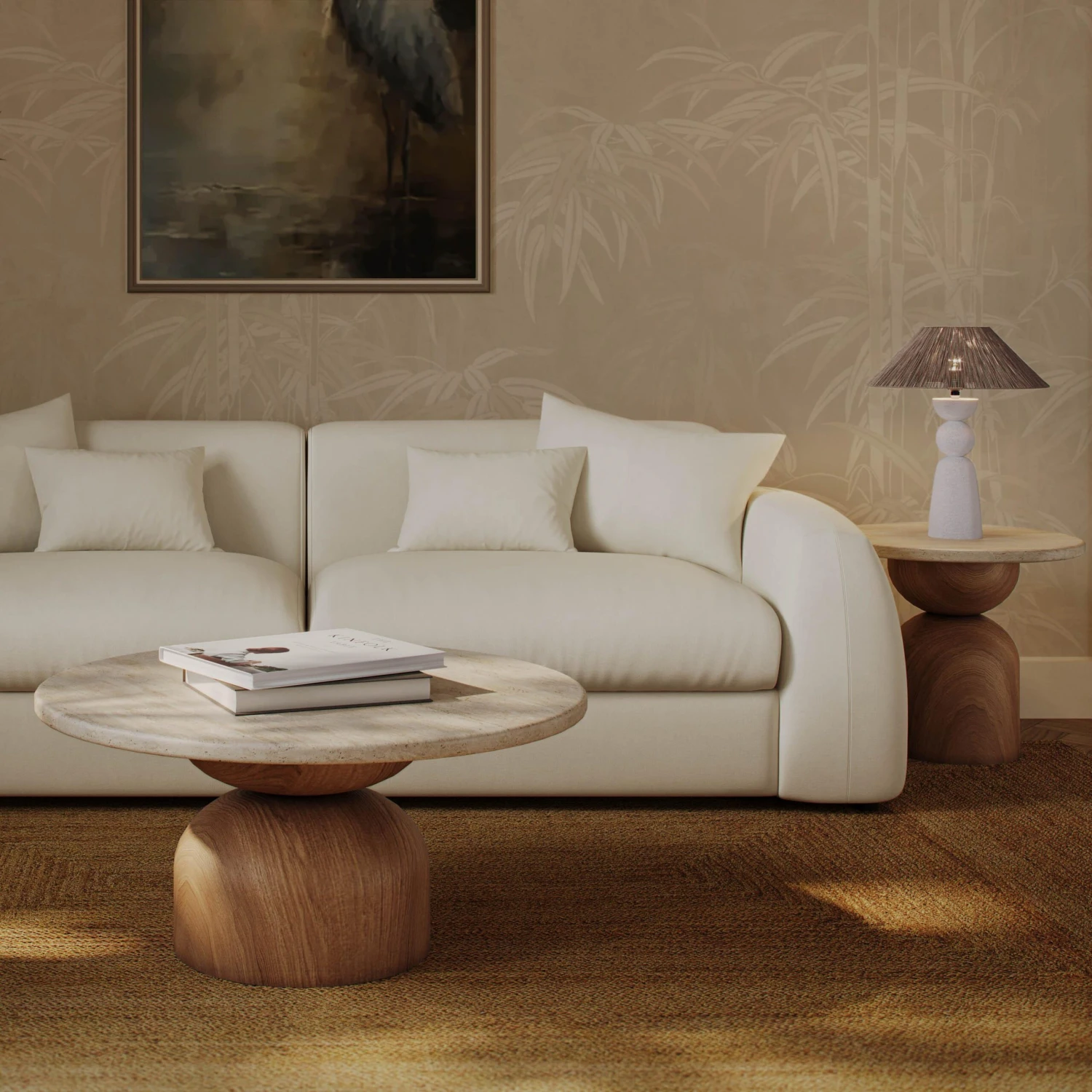 Cynthia Travertine Concrete Indoor / Outdoor Coffee Table 2 Cynthia Travertine Concrete Indoor / Outdoor Coffee Table - Image 2