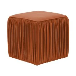 Morgan Pleated Velvet Ottoman