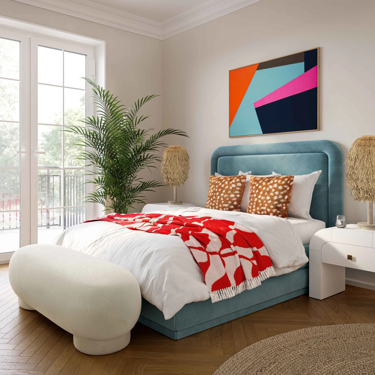 Mara Vegan Shearling Ottoman 2 Mara Vegan Shearling Ottoman - Image 2