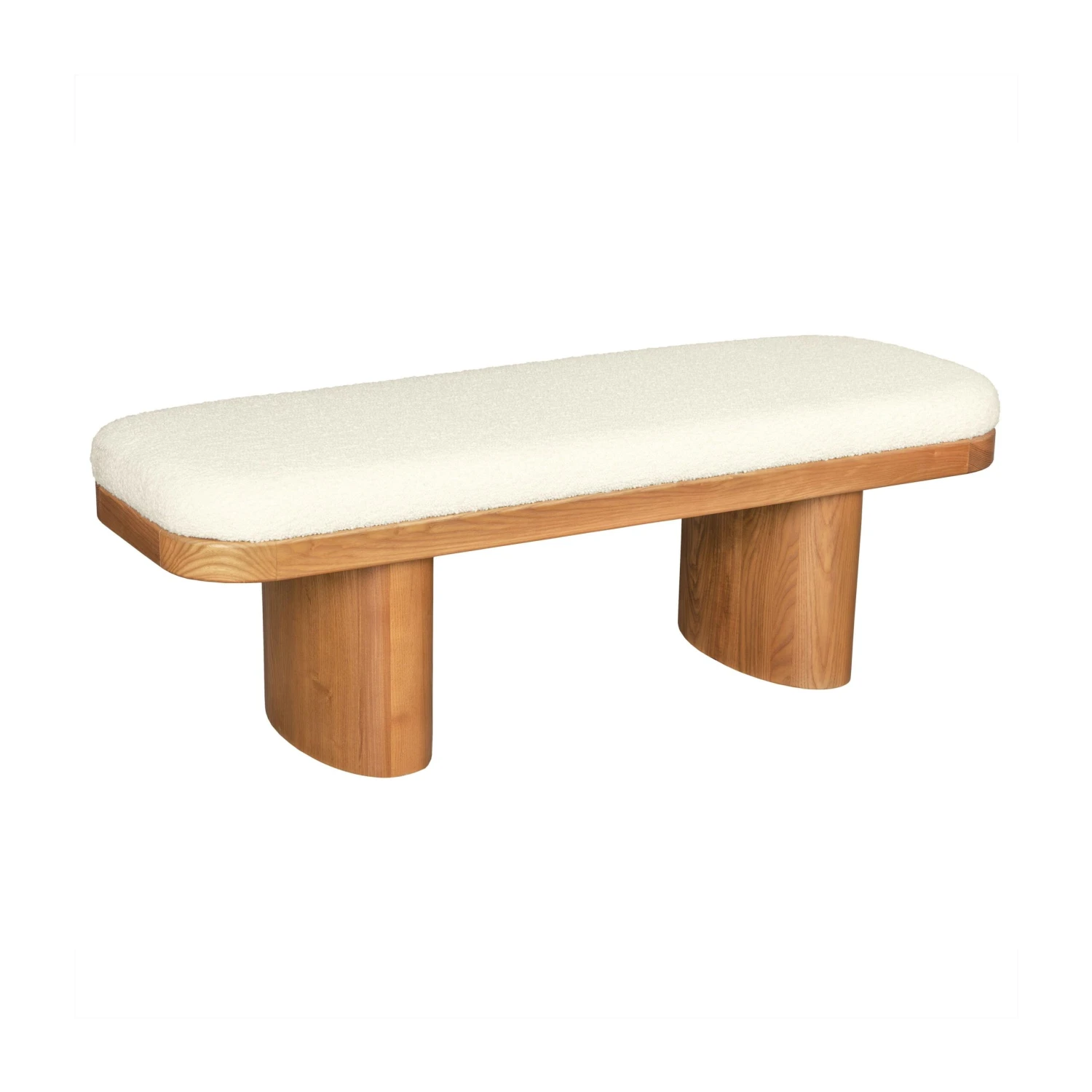 Ollie White Performance Boucle Wooden Bench 1 Ollie White Performance Boucle Wooden Bench