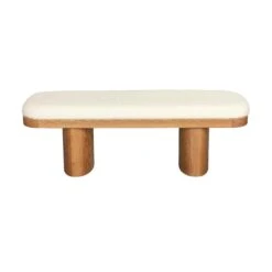 Ollie White Performance Boucle Wooden Bench 8 Ollie White Performance Boucle Wooden Bench -TOV Furniture Store TOV OC68605.media .03