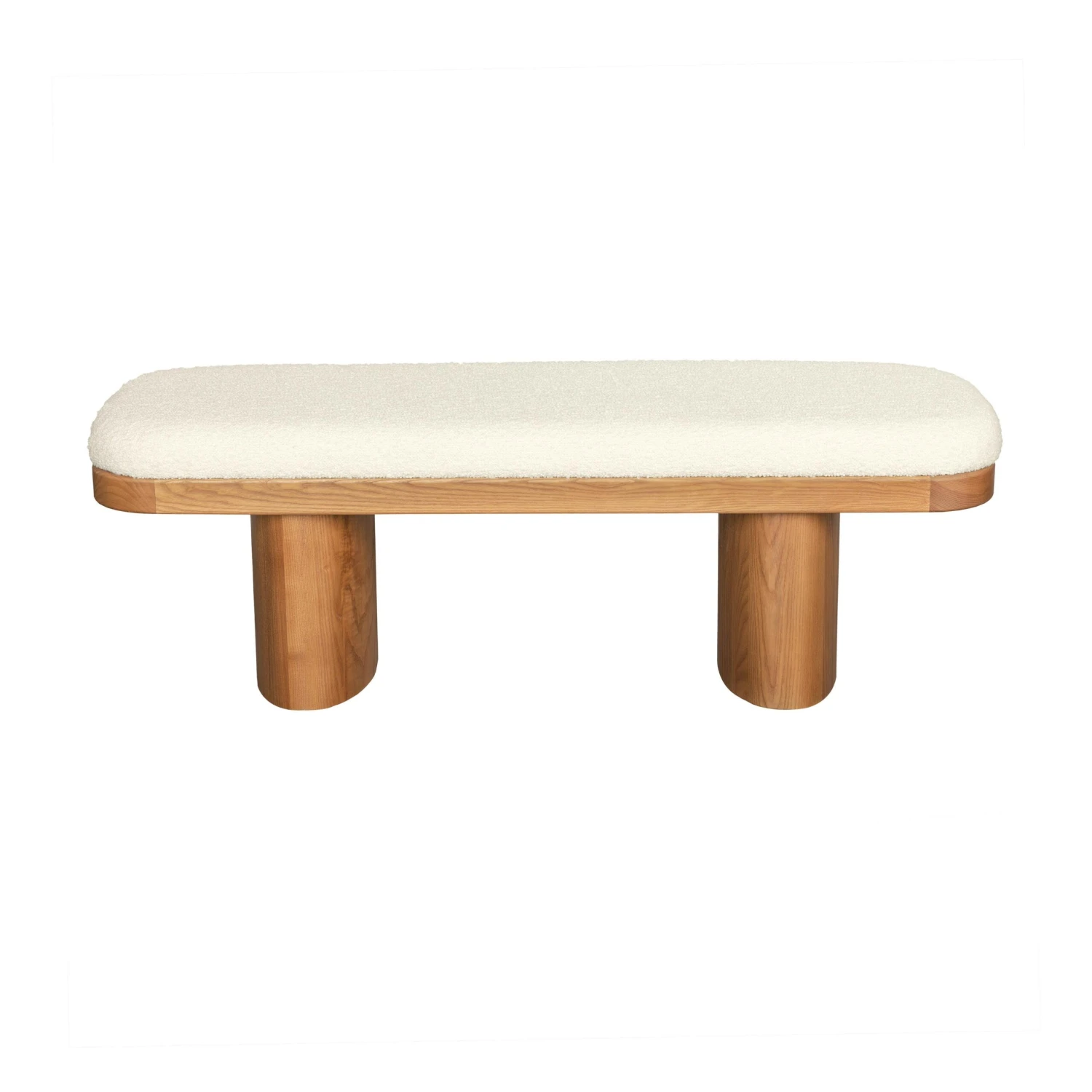 Ollie White Performance Boucle Wooden Bench 3 Ollie White Performance Boucle Wooden Bench - Image 3
