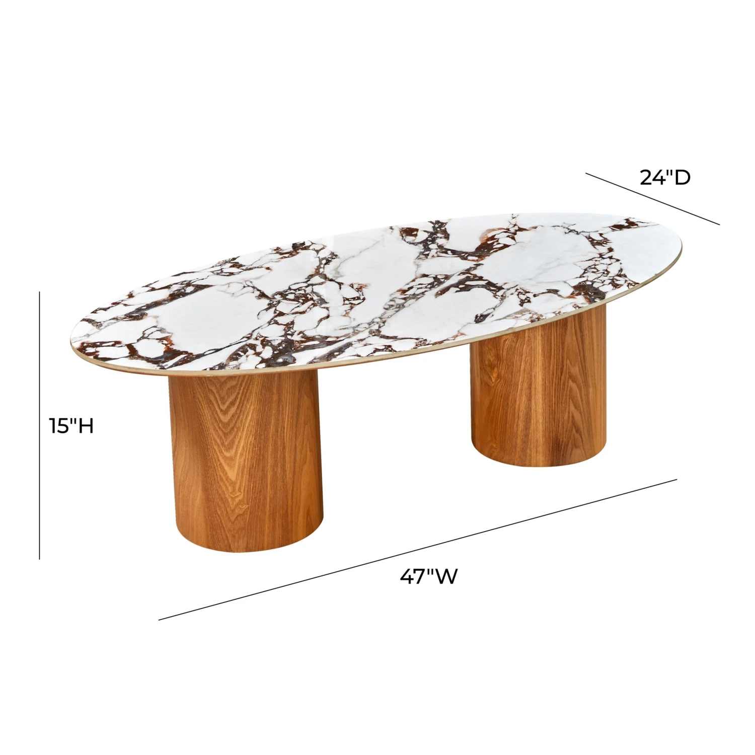 Tamara Marble Ceramic Oval Coffee Table 6 Tamara Marble Ceramic Oval Coffee Table - Image 6