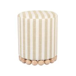 Dex Striped Linen Ottoman