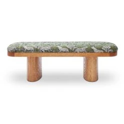 Ollie Olive Green Leopard Jacquard Bench -TOV Furniture Store TOV OC69224.media .02