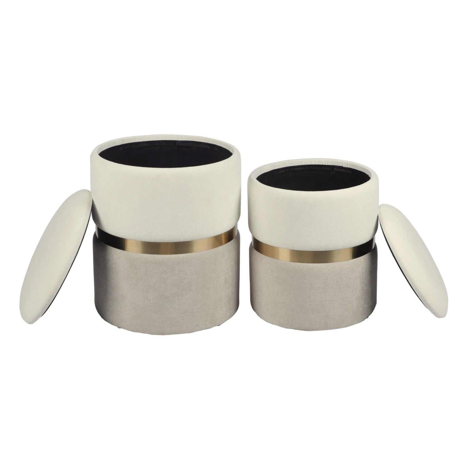 Gigi Cream And Tan Chenille Storage Ottoman - Set Of 2 2 Gigi Cream And Tan Chenille Storage Ottoman - Set Of 2 - Image 2