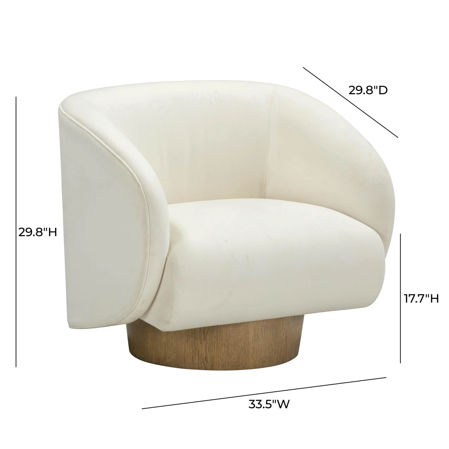 Presley Cream Velvet Swivel Accent Chair 7 Presley Cream Velvet Swivel Accent Chair - Image 7