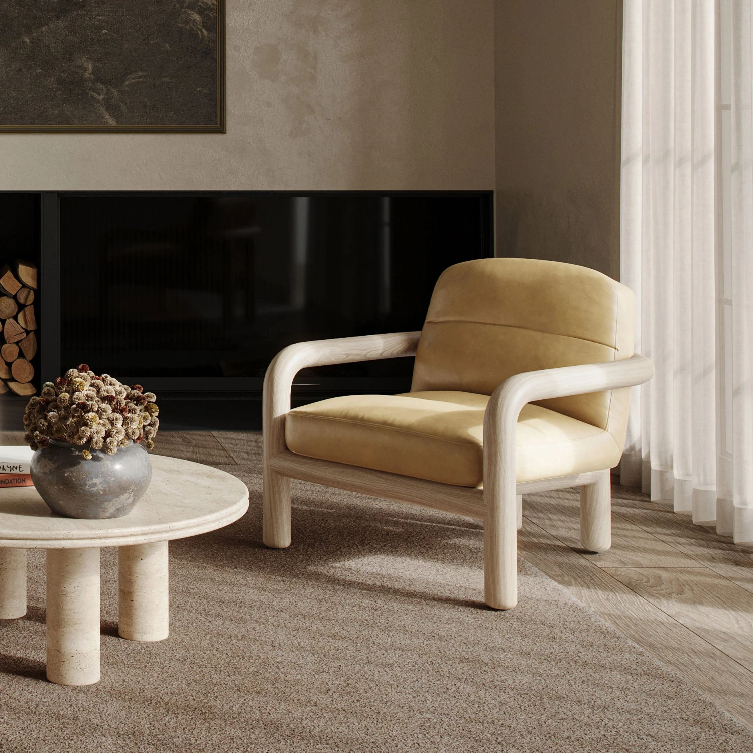 Bekah Tan Genuine Leather Accent Chair 2 Bekah Tan Genuine Leather Accent Chair - Image 2