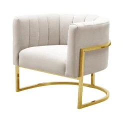 Magnolia Spotted Cream Chair With Gold Base -TOV Furniture Store TOV S6150.media .02