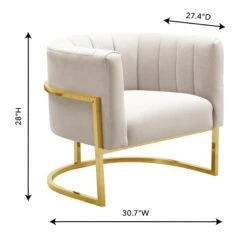 Magnolia Spotted Cream Chair With Gold Base -TOV Furniture Store TOV S6150.media .06