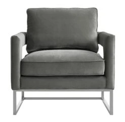 Avery Grey Velvet Chair With Silver Base -TOV Furniture Store TOV S6293.media .03