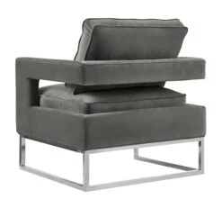 Avery Grey Velvet Chair With Silver Base -TOV Furniture Store TOV S6293.media .04