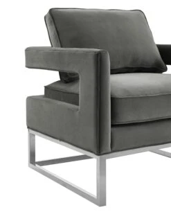 Avery Grey Velvet Chair With Silver Base -TOV Furniture Store TOV S6293.media .05