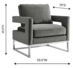 Avery Grey Velvet Chair With Silver Base -TOV Furniture Store TOV S6293.media .06
