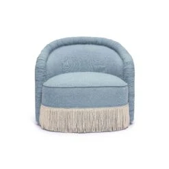 Pamela Faded Blue Upcycled Fabric Tassel Lounge Chair -TOV Furniture Store TOV S68983.media .03